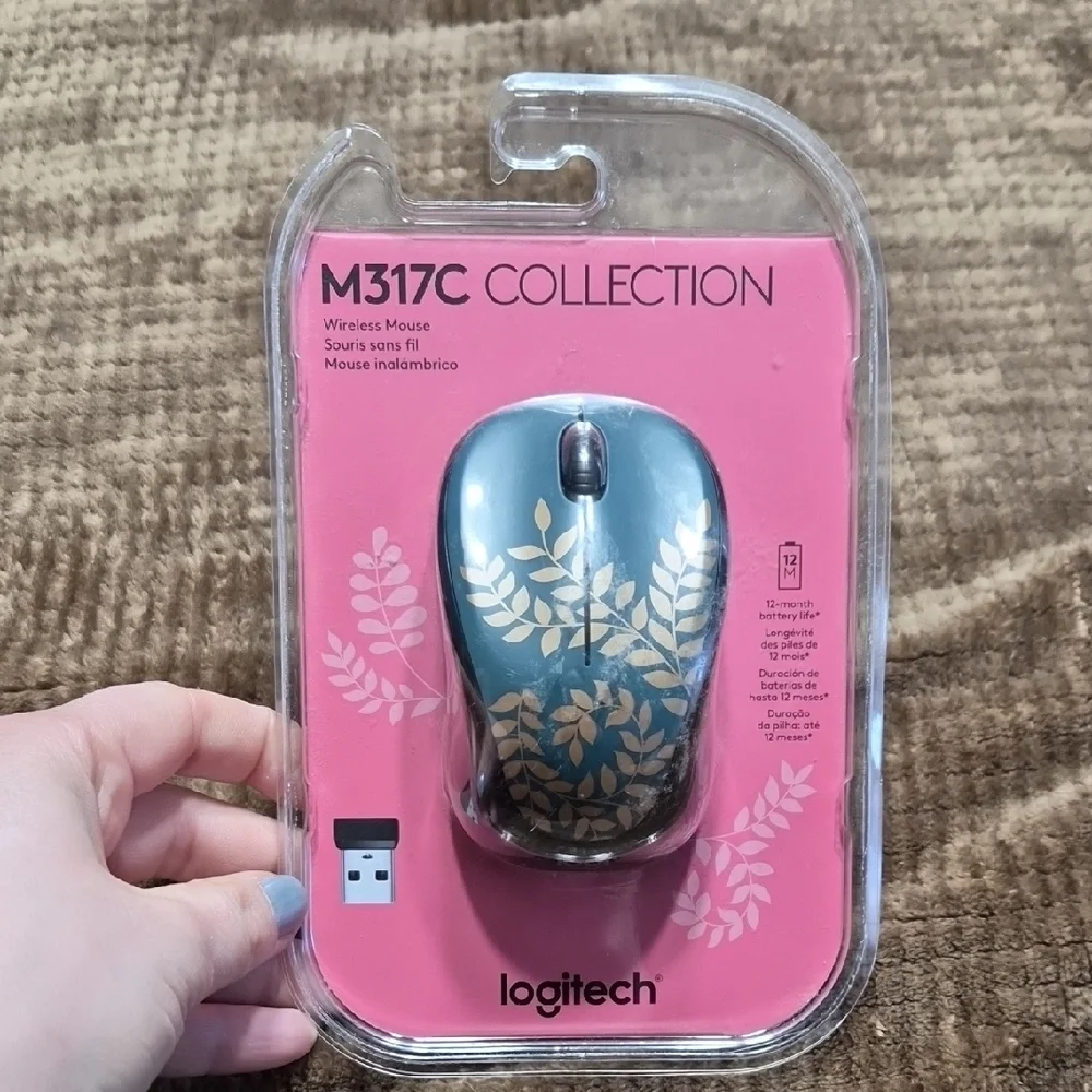 Logitech M317C Collection Wireless Mouse - Teal and Gold